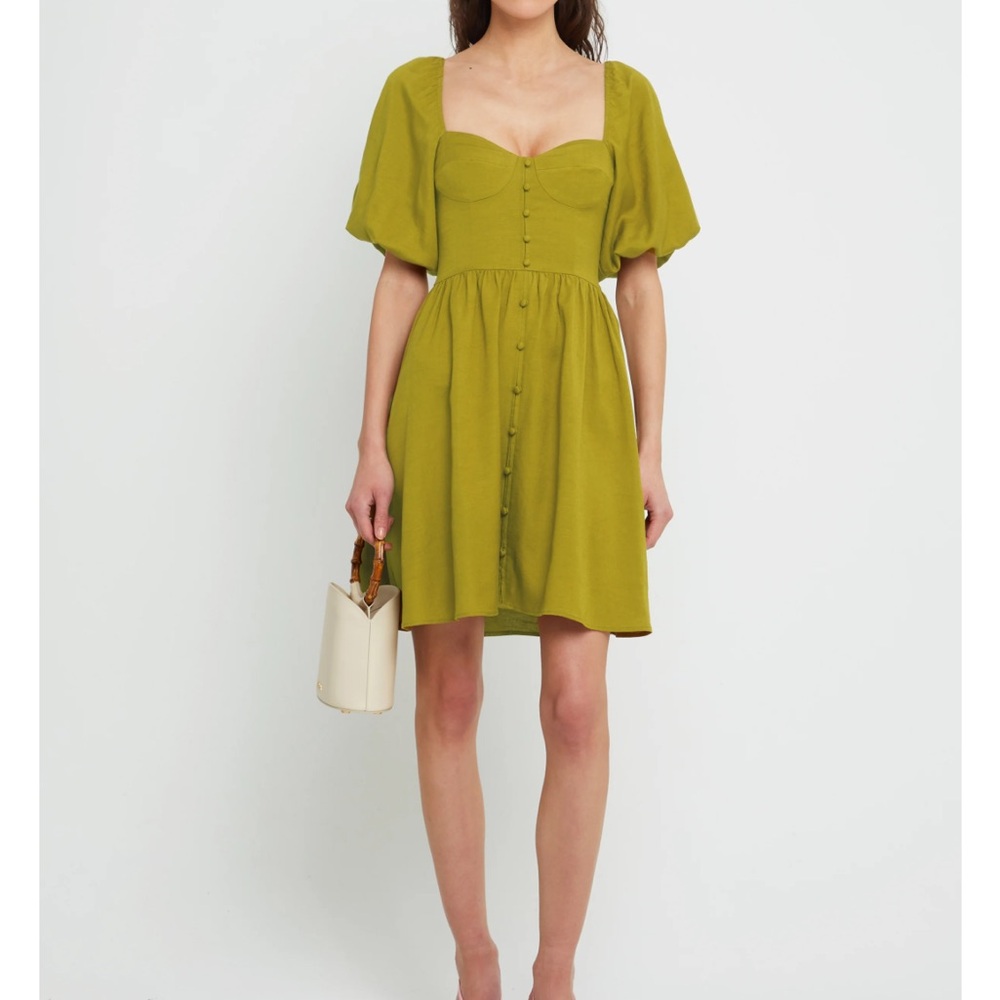 o.p.t Green Short Sleeve Sweetheart Sundress
